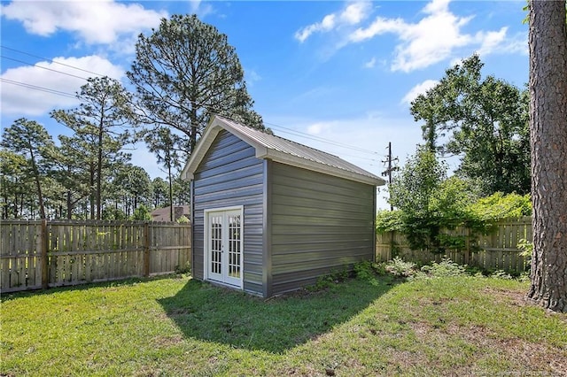 7578 Firethorn Dr, Fayetteville, NC 28311 - view of outdoor structure featuring french doors