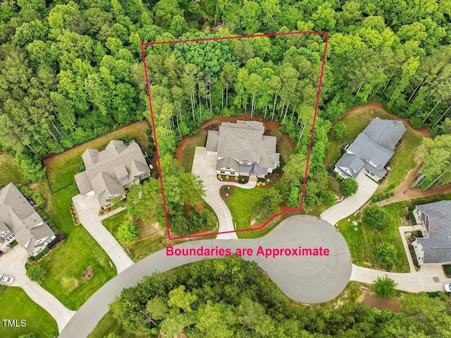67 Spring Hollow Ct, Pittsboro, NC 27312 - aerial perspective of suburban area with property boundaries highlighted