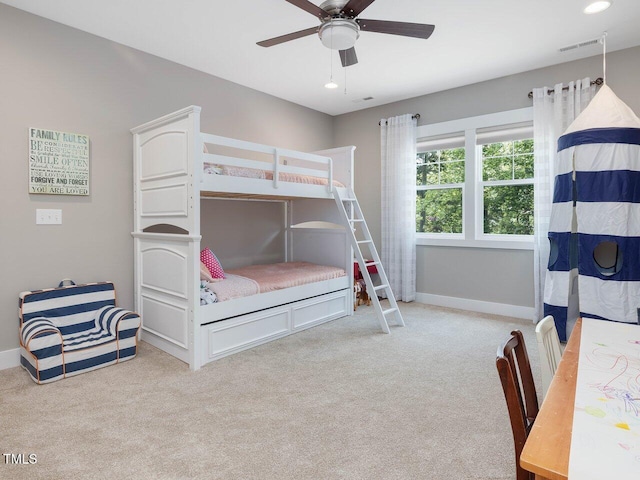 67 Spring Hollow Ct, Pittsboro, NC 27312 - bedroom with carpet floors, baseboards, ceiling fan, and recessed lighting