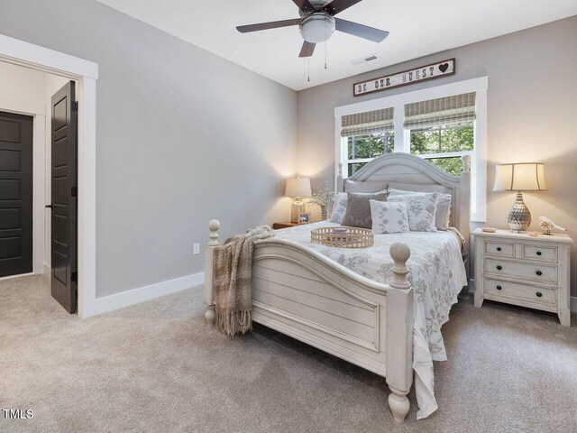 67 Spring Hollow Ct, Pittsboro, NC 27312 - bedroom with carpet, a ceiling fan, and baseboards