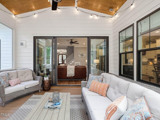 67 Spring Hollow Ct, Pittsboro, NC 27312 - view of patio / terrace featuring an outdoor hangout area, a ceiling fan, and a deck