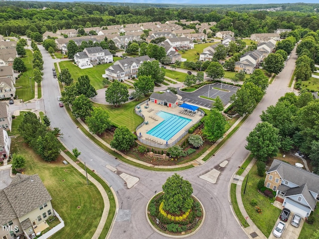 9808 Rainsong Dr, Wake Forest, NC 27587 - aerial view of residential area featuring a pool area