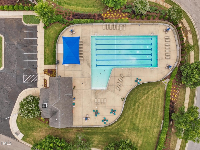9808 Rainsong Dr, Wake Forest, NC 27587 - bird's eye view of a pool area