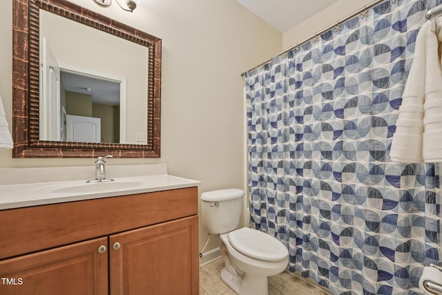 9808 Rainsong Dr, Wake Forest, NC 27587 - full bath with vanity, toilet, tile patterned flooring, and a shower with curtain