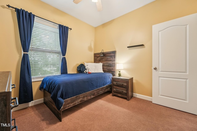 9808 Rainsong Dr, Wake Forest, NC 27587 - bedroom with carpet floors, ceiling fan, and baseboards