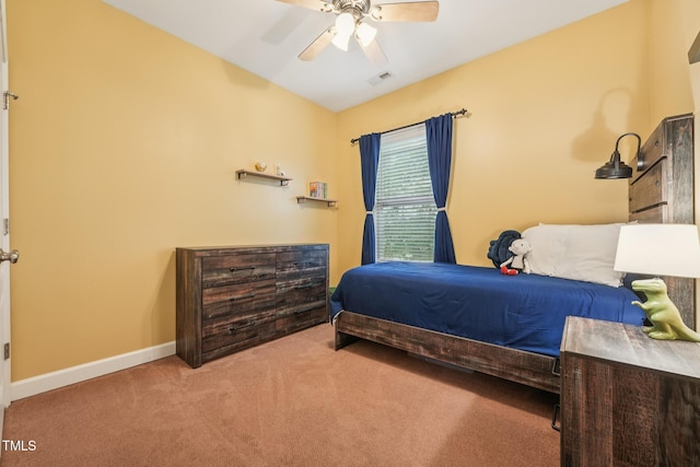 9808 Rainsong Dr, Wake Forest, NC 27587 - carpeted bedroom featuring baseboards, a ceiling fan, and vaulted ceiling