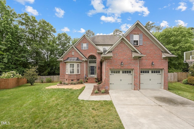 7 Teahouse Ct, Durham, NC 27707 - traditional-style house featuring brick siding, concrete driveway, an attached garage, and crawl space
