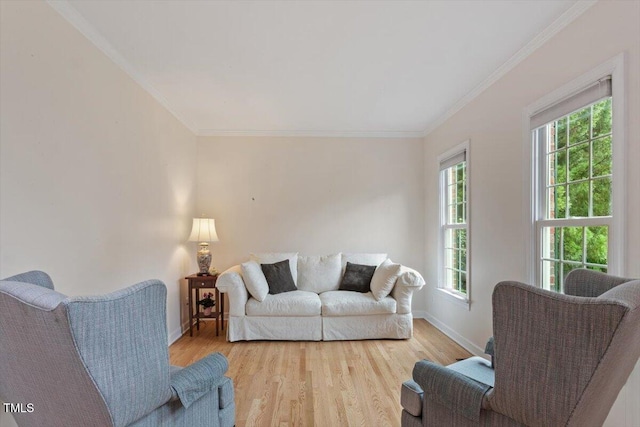 103 Rose Sky Ct, Cary, NC 27513 - living area featuring baseboards, ornamental molding, and wood finished floors