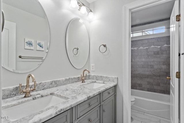 103 Rose Sky Ct, Cary, NC 27513 - bathroom with double vanity, toilet, and shower / bath combination