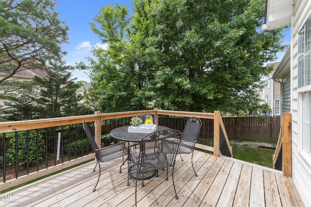5942 Big Nance Dr, Raleigh, NC 27616 - deck featuring outdoor dining area and a fenced backyard