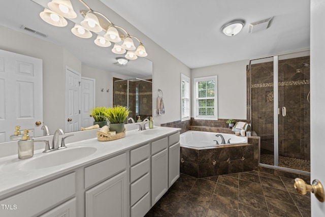 5942 Big Nance Dr, Raleigh, NC 27616 - full bathroom with double vanity, a bath, and a shower stall