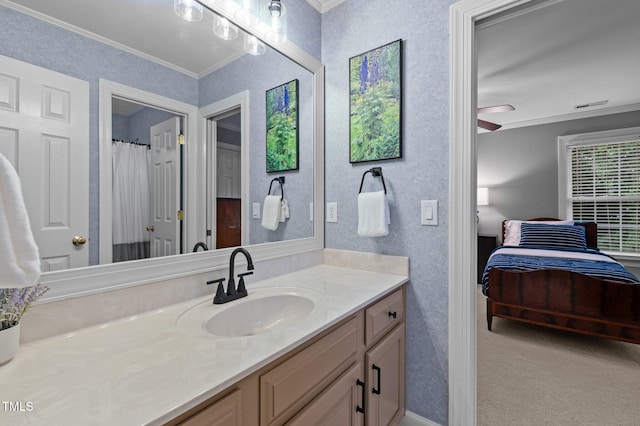 13121 Sargas St, Raleigh, NC 27614 - ensuite bathroom with ornamental molding and vanity