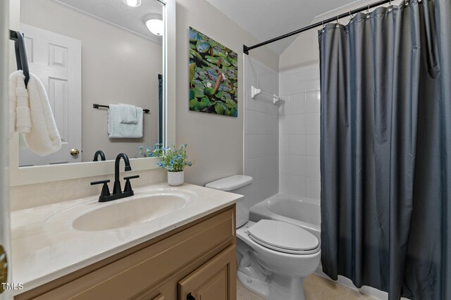 13121 Sargas St, Raleigh, NC 27614 - bathroom with vanity, toilet, and shower / bath combination with curtain