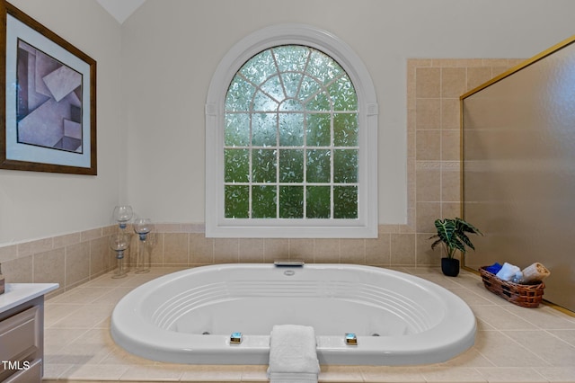 13121 Sargas St, Raleigh, NC 27614 - full bathroom with a tub with jets and vanity