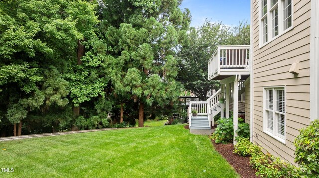 13121 Sargas St, Raleigh, NC 27614 - view of grassy yard with stairs