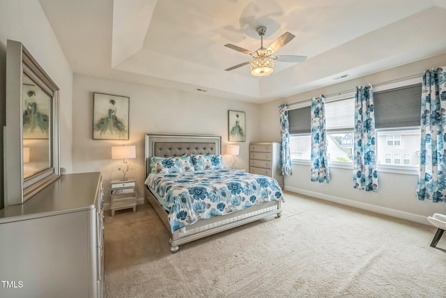 40 Two Creeks Loop, Chapel Hill, NC 27517 - bedroom with a raised ceiling, carpet, and ceiling fan