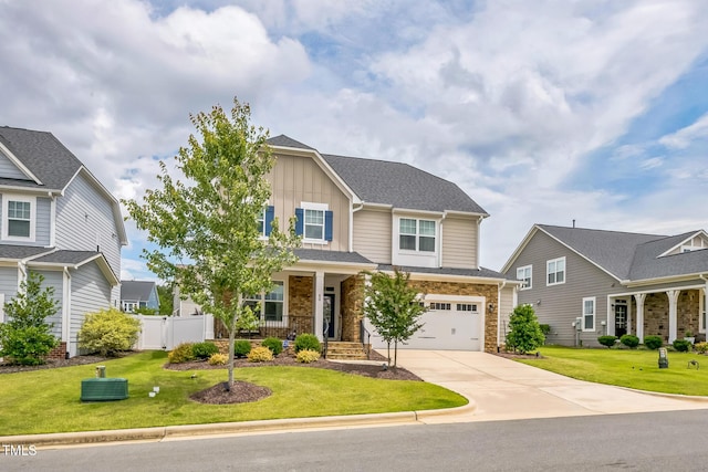 40 Two Creeks Loop, Chapel Hill, NC 27517 - craftsman-style home with driveway, board and batten siding, a garage, and stone siding