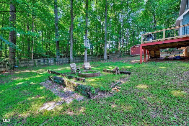 838 Joyner Ct, Wake Forest, NC 27587 - view of yard featuring a wooden deck