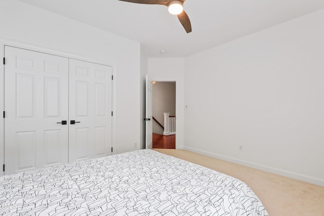 118 Killingsworth Dr, Cary, NC 27518 - carpeted bedroom with a closet, a ceiling fan, and baseboards