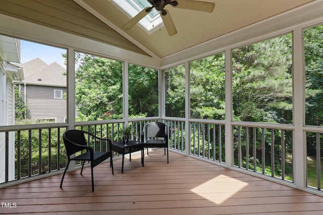 118 Killingsworth Dr, Cary, NC 27518 - sunroom / solarium with ceiling fan, lofted ceiling, and a skylight
