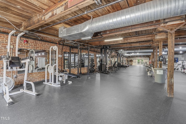 1535 Caraleigh Mills Ct Unit 210, Raleigh, NC 27603 - gym with brick wall