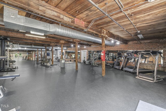 1535 Caraleigh Mills Ct Unit 210, Raleigh, NC 27603 - gym featuring brick wall
