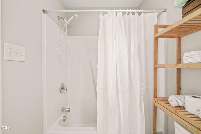 1375 Quail Cir, Creedmoor, NC 27522 - full bathroom featuring shower / bath combo with shower curtain