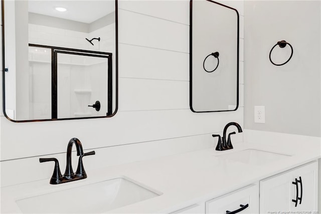 4037 Fulford Mcmillan Rd, Raeford, NC 28376 - bathroom featuring double vanity and a shower