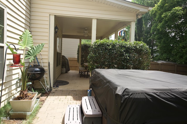 309 Forest Haven Dr, Holly Springs, NC 27540 - view of patio / terrace featuring a ceiling fan and area for grilling