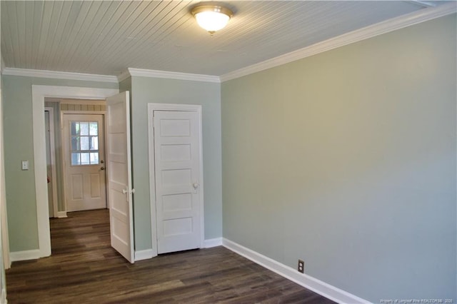 211 Sedberry St, Fayetteville, NC 28305 - spare room with baseboards, crown molding, and dark wood finished floors