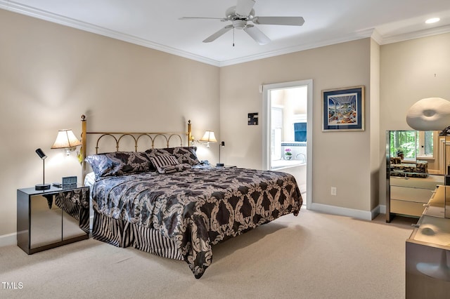 81106 Alexander, Chapel Hill, NC 27517 - carpeted bedroom with ornamental molding, recessed lighting, and a ceiling fan