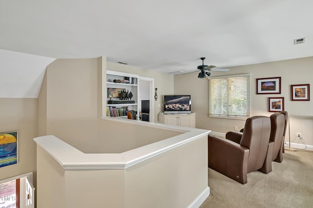 81106 Alexander, Chapel Hill, NC 27517 - living room with light carpet and a ceiling fan