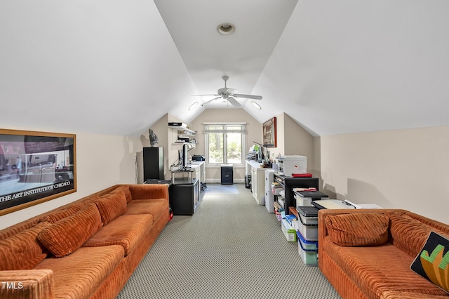 81106 Alexander, Chapel Hill, NC 27517 - carpeted home office with a ceiling fan and vaulted ceiling