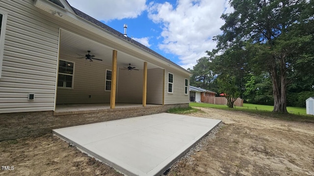 109 Drew St, Louisburg, NC 27549 - view of patio featuring a ceiling fan
