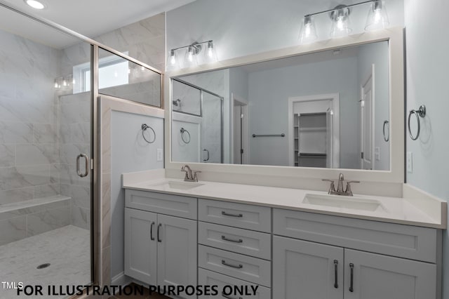 109 Drew St, Louisburg, NC 27549 - bathroom featuring a stall shower and double vanity