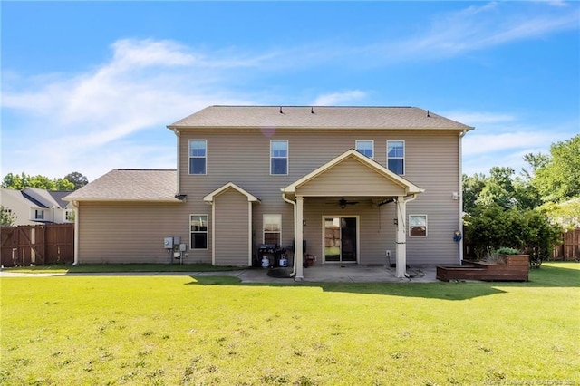 374 Boswell St, Raeford, NC 28376 - back of house with a patio and ceiling fan