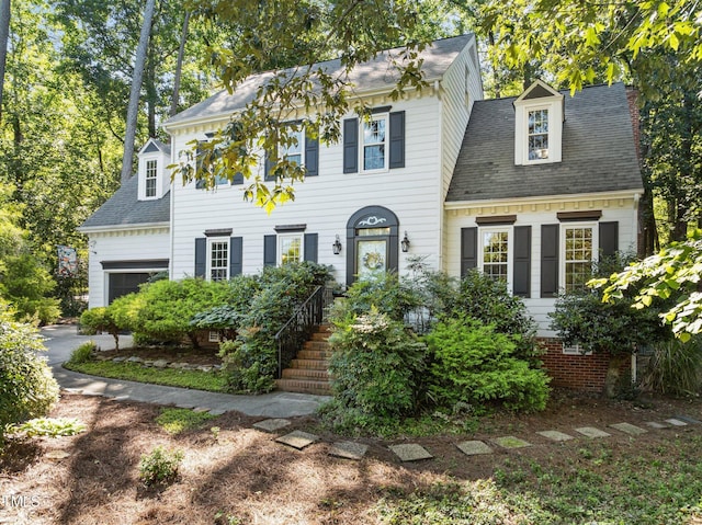 1 Gatesway Ct, Durham, NC 27707 - colonial-style house featuring a garage, a shingled roof, and asphalt driveway