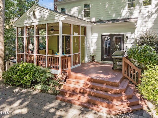 1 Gatesway Ct, Durham, NC 27707 - wooden deck with a sunroom and grilling area
