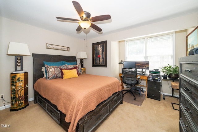 4361 Bona Ct, Raleigh, NC 27604 - bedroom with light carpet, a desk, and a ceiling fan