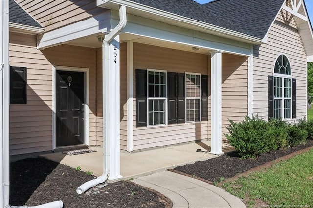 254 Blackhawk Ln, Raeford, NC 28376 - entrance to property featuring a shingled roof and a porch