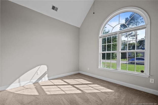 254 Blackhawk Ln, Raeford, NC 28376 - unfurnished room with carpet, baseboards, and lofted ceiling