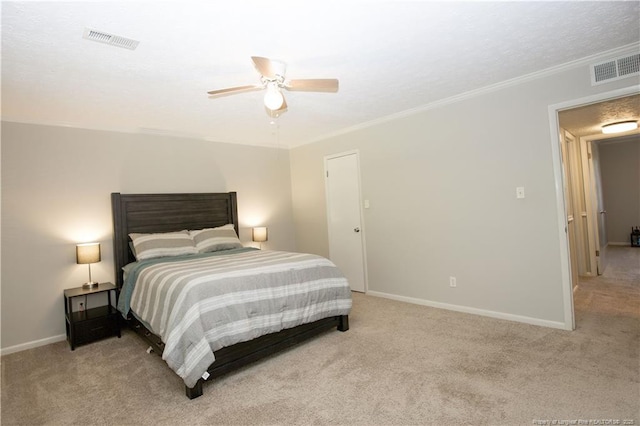 6874 Fern Creek Pl, Fayetteville, NC 28314 - bedroom with carpet floors, ornamental molding, baseboards, and ceiling fan