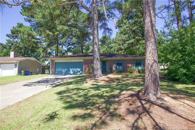 6874 Fern Creek Pl, Fayetteville, NC 28314 - ranch-style home featuring a garage, driveway, brick siding, and a front yard