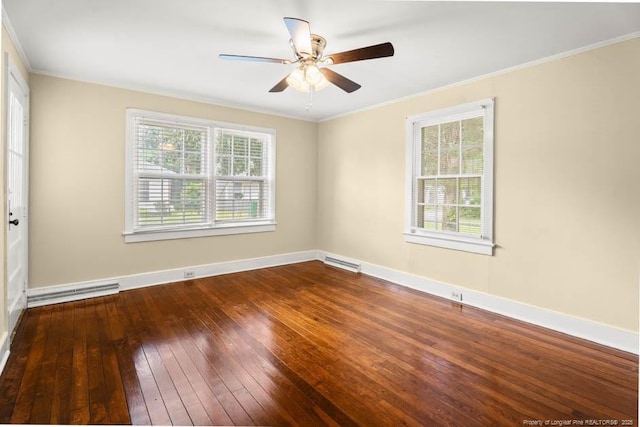 1007 Jenkins St, Lumberton, NC 28358 - unfurnished room with wood-type flooring, ornamental molding, and a ceiling fan