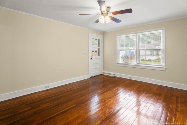1007 Jenkins St, Lumberton, NC 28358 - spare room with a ceiling fan, dark wood-style floors, and crown molding