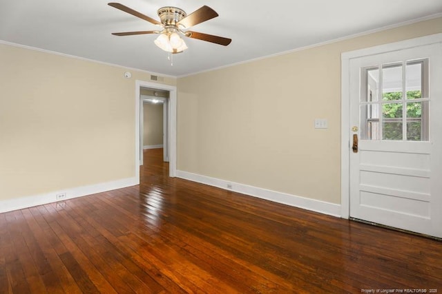 1007 Jenkins St, Lumberton, NC 28358 - spare room with a ceiling fan, hardwood / wood-style floors, and crown molding