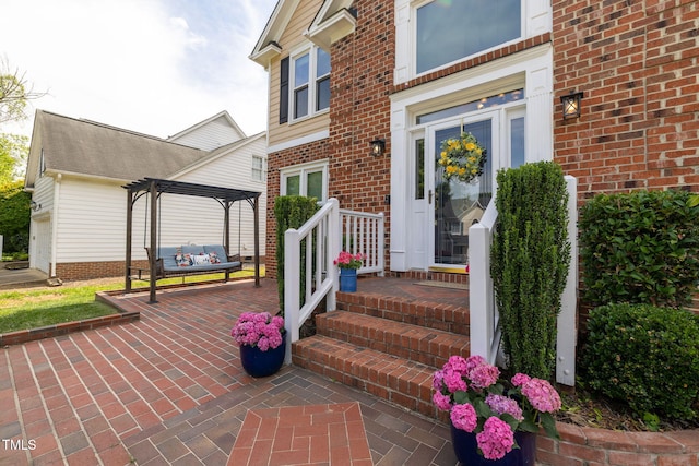 8913 Walking Stick Trl, Raleigh, NC 27615 - entrance to property with brick siding and a pergola