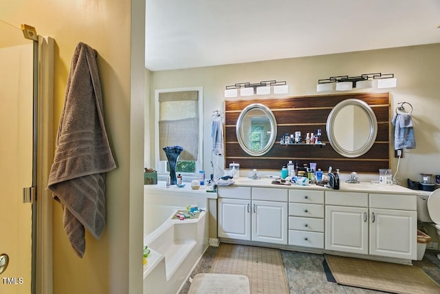 10205 Sorrills Creek Ln, Raleigh, NC 27614 - bathroom with double vanity and a bath