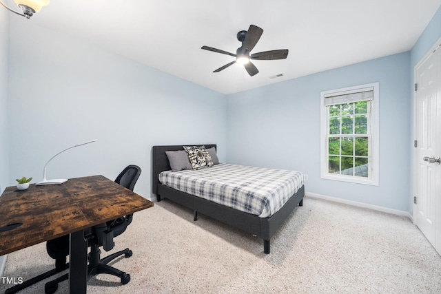 112 Sterling Ridge Way, Cary, NC 27519 - bedroom with carpet floors, baseboards, an office area, and a ceiling fan
