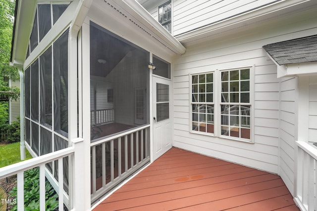 112 Sterling Ridge Way, Cary, NC 27519 - wooden terrace featuring a sunroom